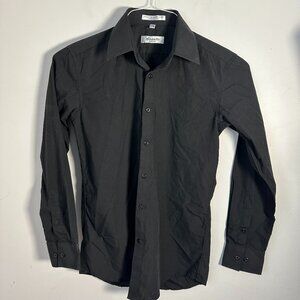 EUC Mens Amanti Slim Fit Black Dress Shirt Long Sleeve 14 1/2 32/33